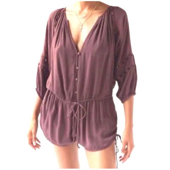 Urban Outfitters Brown Romper S Boho Chic Summer Festival Earthy soft grunge - Picture 1 of 7